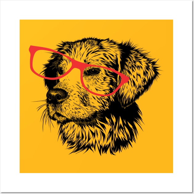 dog wearing glasses Wall Art by shimodesign